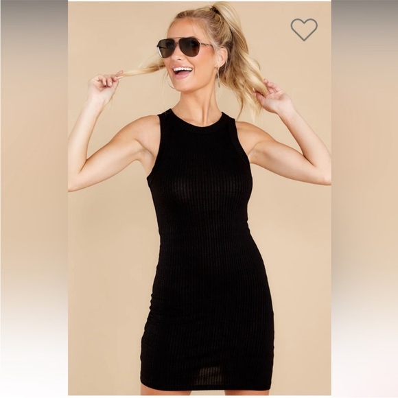 THROUGH THE YEARS BLACK Ribbed Knit DRESS S/M - Picture 2 of 10